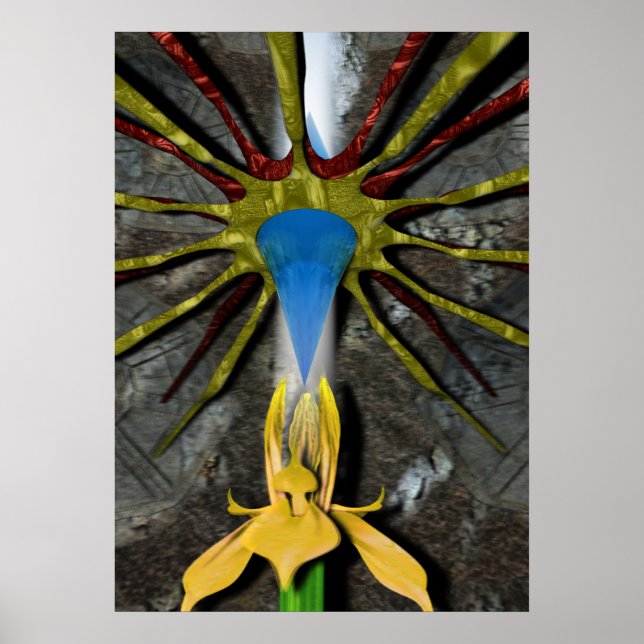 Kristall und Blume Poster (Vorne)