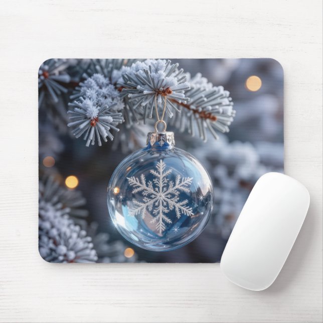 Kristall-Weihnachts-Schneeflocken-Ornament Mousepad (Mit Mouse)