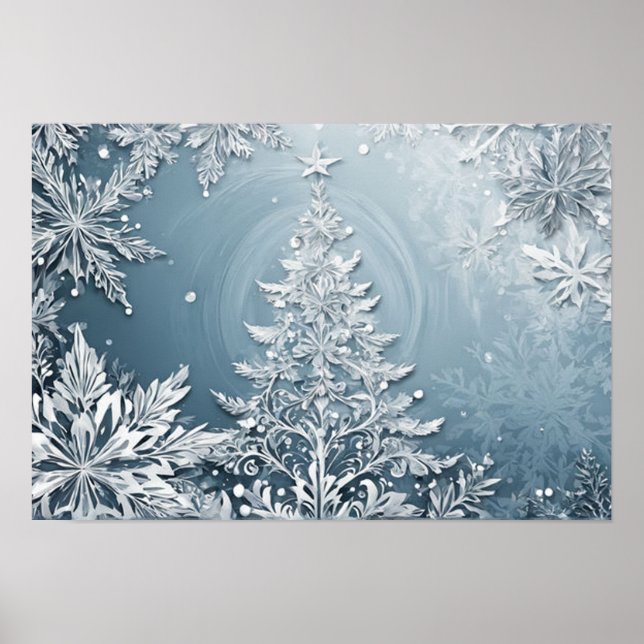 Kristall-Weihnachtsbaum-Plakat - Festliche Wanddek Poster (Vorne)