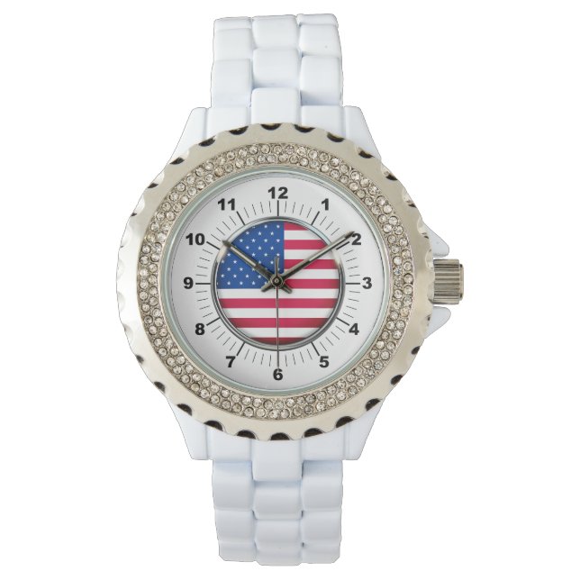 Kristall "Women's USA Flag" Armbanduhr (Vorderseite)