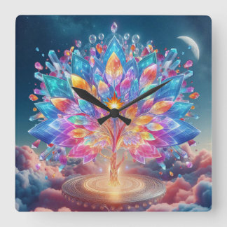 Kristallbaum Quadratische Wanduhr