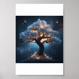 Kristallbaum unter einem himmlischen Himmel Poster