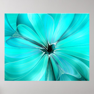 Kristallblaue Blumige Wandkunst Poster