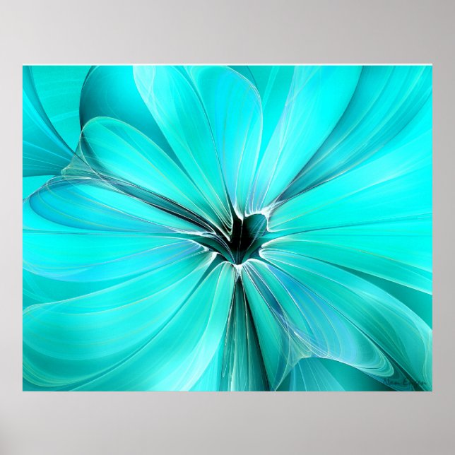 Kristallblaue Blumige Wandkunst Poster (Vorne)