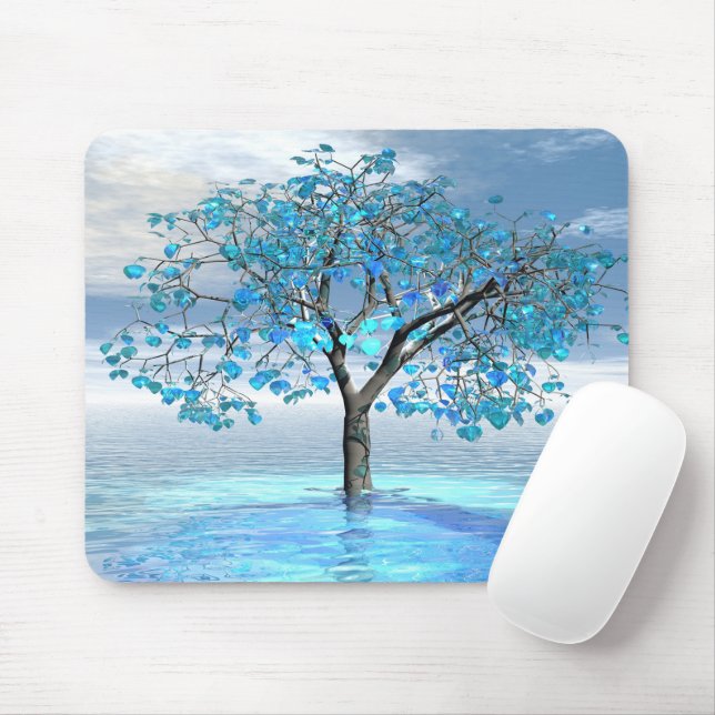 Kristallblauer Baum-Mauspad Mousepad (Mit Mouse)