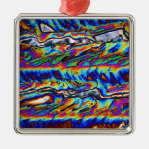 Kristalle des Zinkacetats unter dem Mikroskop Silbernes Ornament