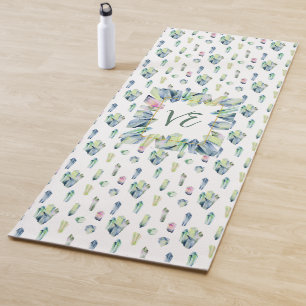 Kristalle in grün blau und rosa yogamatte