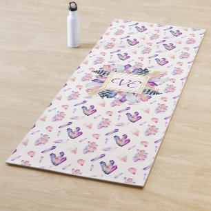 Kristalle in Rosa und Blau Yogamatte