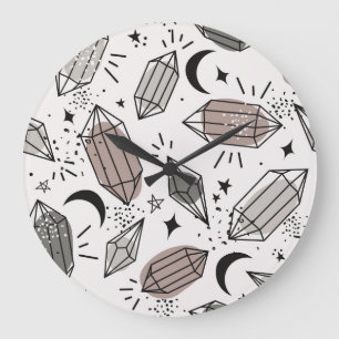 Kristalle, Mond, Sterne, Überschneidungen. Große Wanduhr