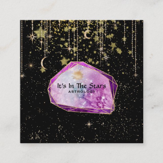*~* Kristalle Mondstars Kosmos Astrologie Gold Quadratische Visitenkarte (Vorderseite)
