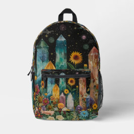 Kristalle und Blume Bedruckter Rucksack