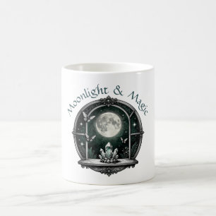 Kristalle & Vollmond mit Motten Hexen-Kunst Kaffeetasse