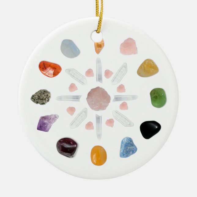 *~* Kristallenergie Edelstone Chakra Keramik Ornament (Vorne)