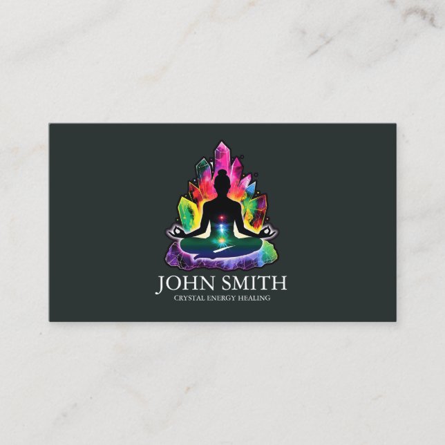 Kristallenergie Heiler Chakra Spirituelle Meditati Visitenkarte (Vorderseite)
