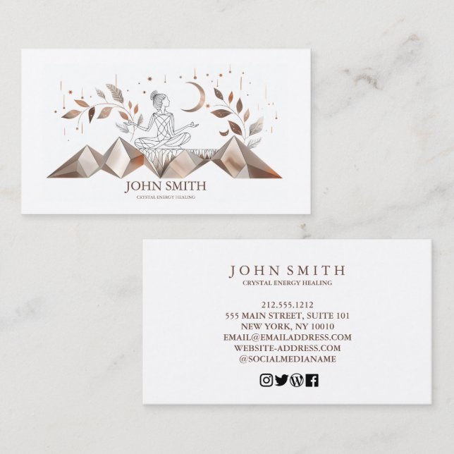Kristallenergie Heiler Chakra Spirituelle Meditati Visitenkarte (Vorne/Hinten)