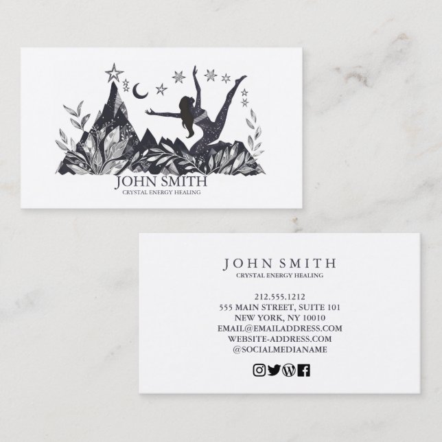 Kristallenergie Heiler Chakra Spirituelle Meditati Visitenkarte (Vorne/Hinten)