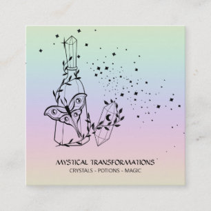 *~* Kristallgetränke Luna Moth Stars Pastel Rainb Quadratische Visitenkarte