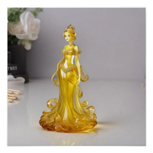 Kristallglasprinzessin mit gelbem Kleid Poster (Vorderseite)