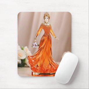Kristallglasprinzessin mit orangefarbenem Kleid Mousepad