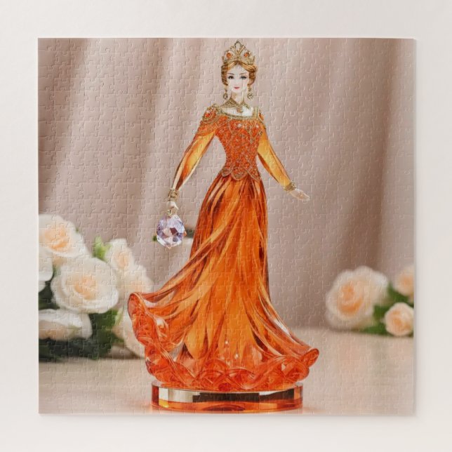 Kristallglasprinzessin mit orangefarbenem Kleid Puzzle (Vertikal)