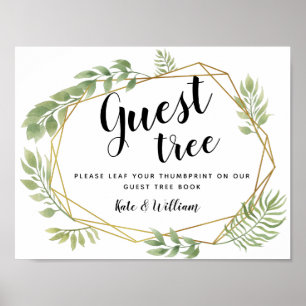 Kristallgrün Hochzeitsgast-Gästebuch Tree SIGN Poster