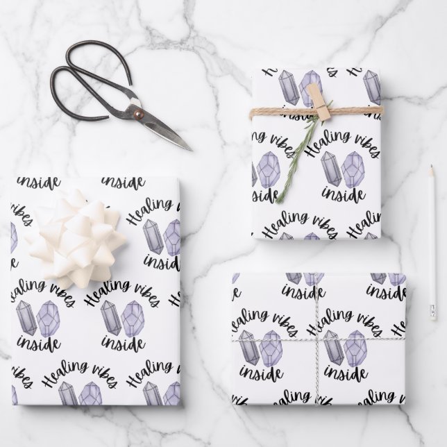 Kristallheilröhren im Inneren von Papierfolien Geschenkpapier Set (Vorderseite)