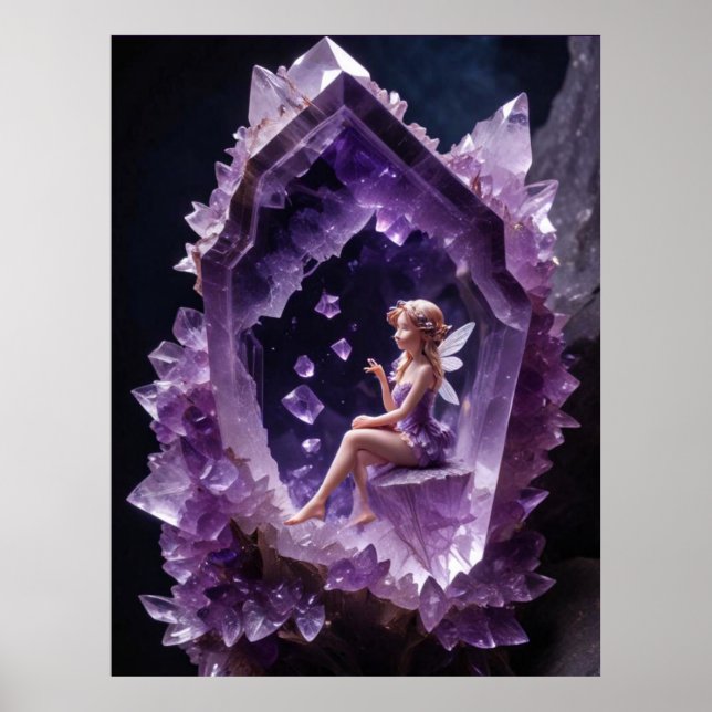 Kristallheilung Amethyst Fairy Wall Art Poster (Vorne)