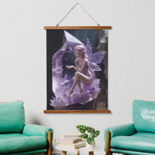 Kristallheilung Amethyst Fairy Wall Art Wandteppich Mit Holzrahmen