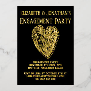 Kristallherz Luxe Engagement Party laden Folieneinladung