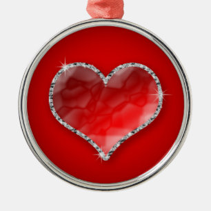 Kristallherz Silbernes Ornament