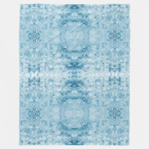 Kristalline Serenität Blau & Weiße Feder Fleecedecke