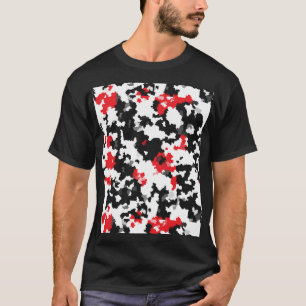 Kristallines Rot Schwarz und Weiß abstraktes Muste T-Shirt