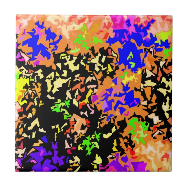 Kristallisierter Paint-Spritzer - Warme Farben Fliese (Vorderseite)