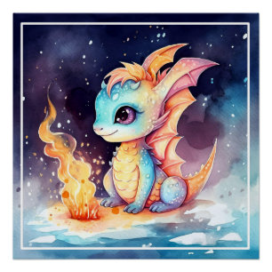 Kristallisierter süßer Babydrache Poster