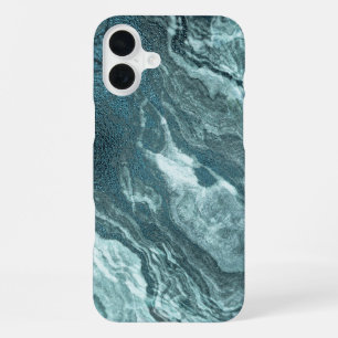 Kristallisierter Türkis-Achat Dunkler aquamarine iPhone 16 Plus Hülle