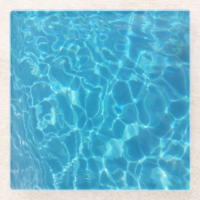 Kristallklarer Himmelblauer Poolwasser Glasuntersetzer (Vorderseite)