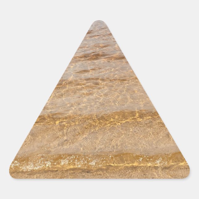 Kristallklares Wasser Sandstrand Meer Wellen Dreieckiger Aufkleber (Vorderseite)