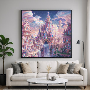Kristallkönigreich Schloss - Fantasy-Kunststil Poster