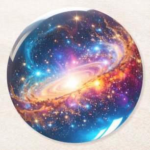 Kristallkugel - Ich sehe ein kosmisches Ereignis i Runder Pappuntersetzer