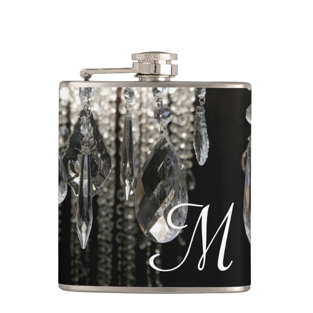 Kristalllüster Chic Gla Monogramm Whiskyflasche Flachmann (Vorderseite)