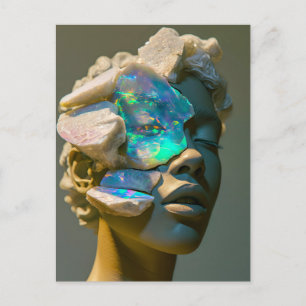 Kristallmaske Frau mit Mineral-Opal-Kryst verziert Feiertagspostkarte