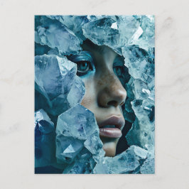 Kristallmaske Frau mit Mineralfluorit C Feiertagspostkarte
