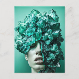 Kristallmaske Frau mit Mineralfluorit C Feiertagspostkarte