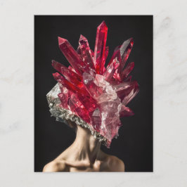 Kristallmaske Frau mit Mineralkristallen Feiertagspostkarte