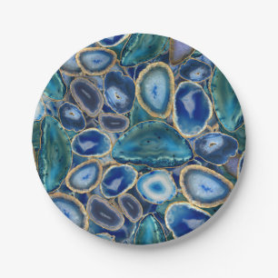 Kristallmuster von Blue Geodes Pappteller