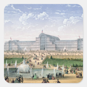 Kristallpalast, Sydenham, c.1862 (Farbelitho) Quadratischer Aufkleber
