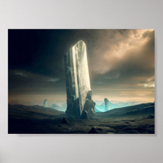 Kristallplanet im Weltraum Poster