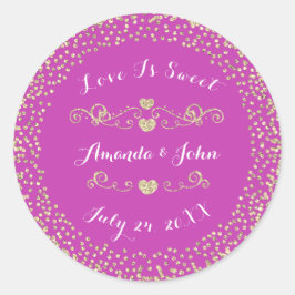 Kristallrosa Herzen Save the Date Liebe ist süß Runder Aufkleber