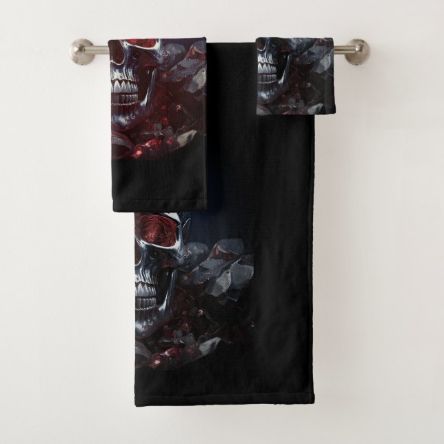 Kristallschädel mit Ruby Red Eyes Badetuch Set (Insitu)