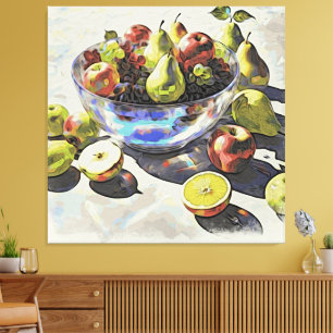 *~*Kristallschale Stillleben SC6 Frucht Kunst Gesc Leinwanddruck